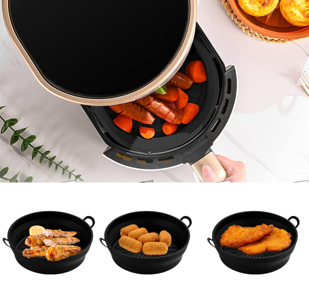 Multifunktionale Silikon-Auflaufform für Airfryer – langlebig und wiederverwendbar