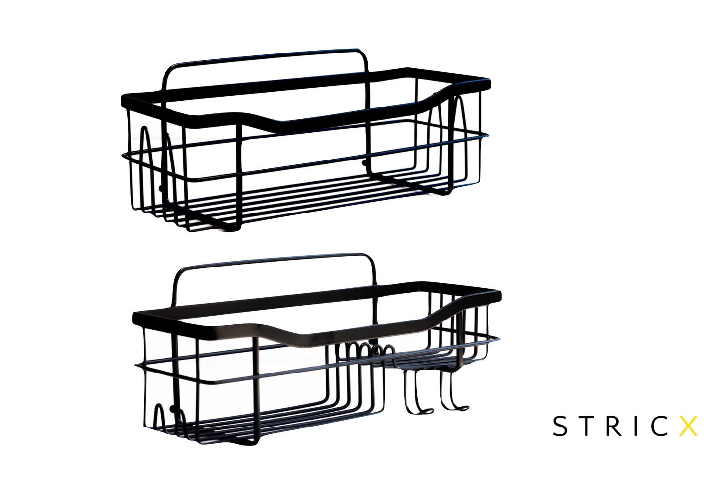 Schwarzes Duschregal mit 2-stufigem Design – ohne Bohren, ideal für Badezimmer und Küche