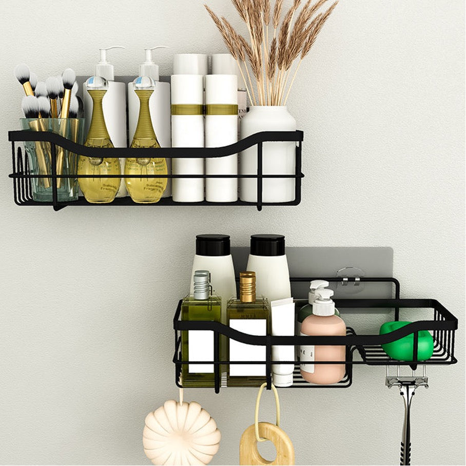 Schwarzes Duschregal mit 2-stufigem Design – ohne Bohren, ideal für Badezimmer und Küche