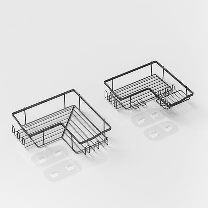 Hoek Wandrek - 2 Laags Zwart Doucherek voor Badkamer & Keuken, Stijlvol en Ruimtebesparend